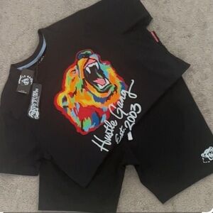 Black Hustle Gang Short Set